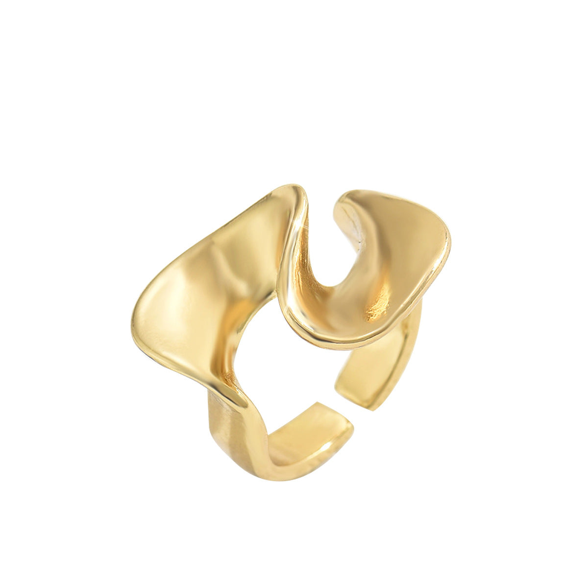Anillo de cobre ajustable abierto con forma de U, geométrico, chapado en oro de 18 quilates, estilo Chanel, dulce y minimalista para mujer