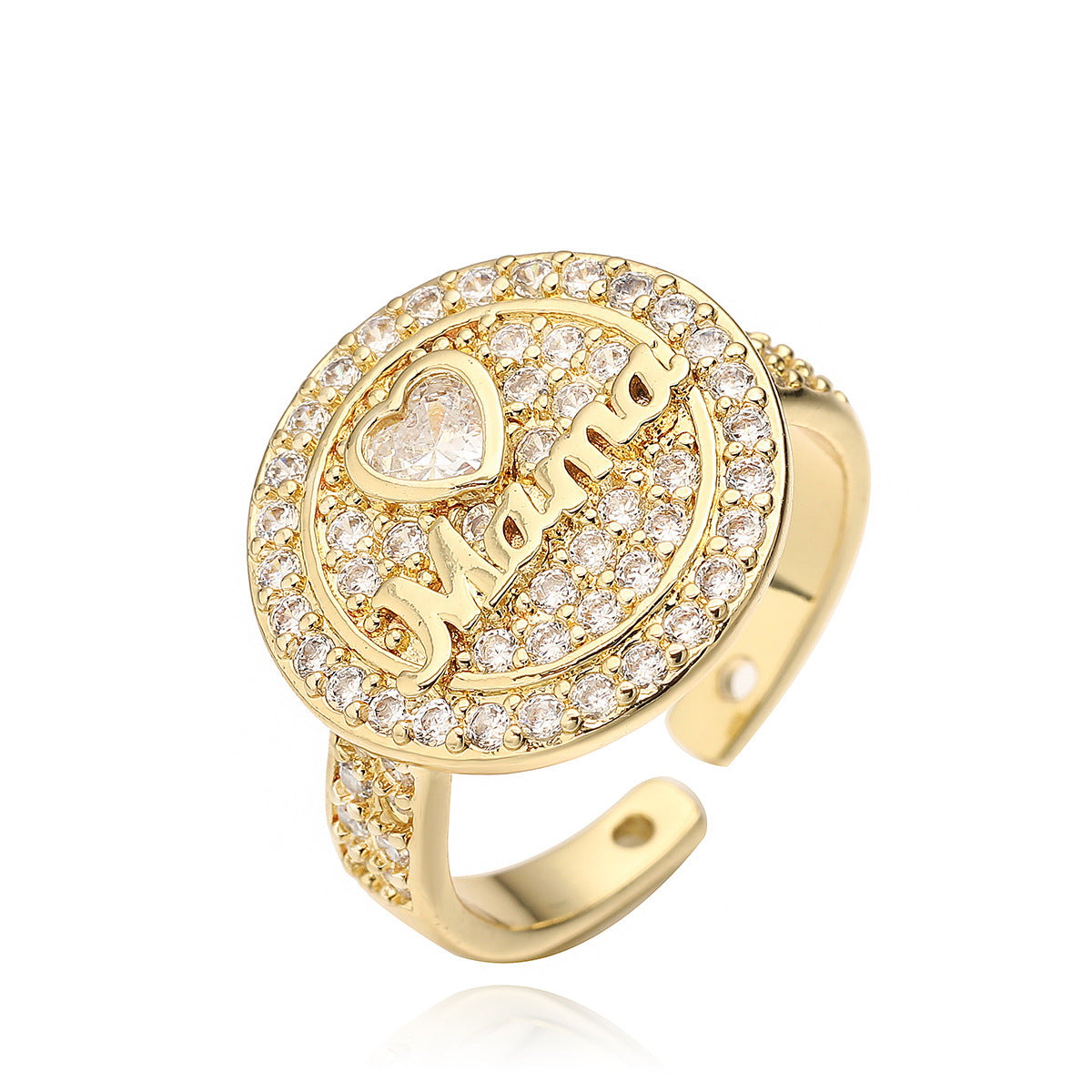 Anillo Minimalista Geométrico de Cobre con Baño de Oro de 18K y Circonitas para Mujer