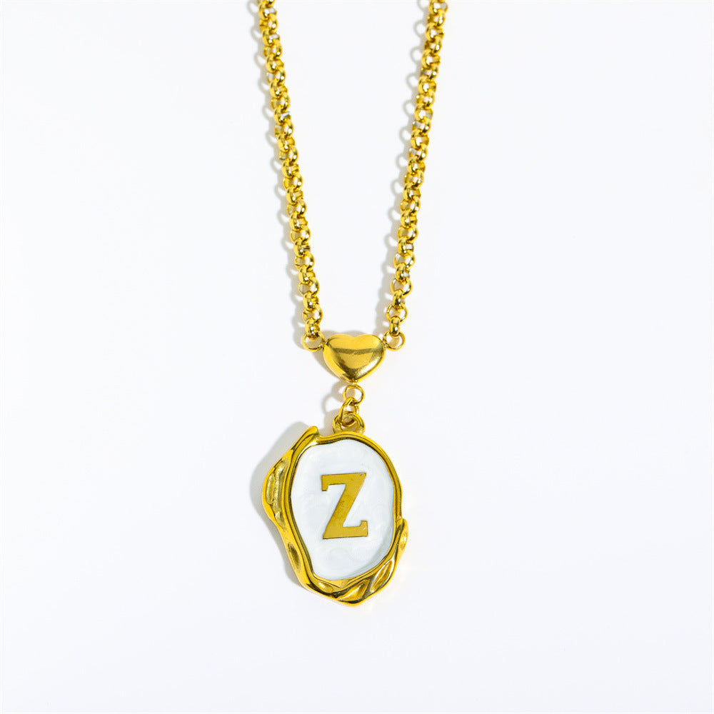 Collana Minimalista in Acciaio Inossidabile a Forma di Lettera con Placcatura in Oro 18K e Catena a O per Uomo e Donna