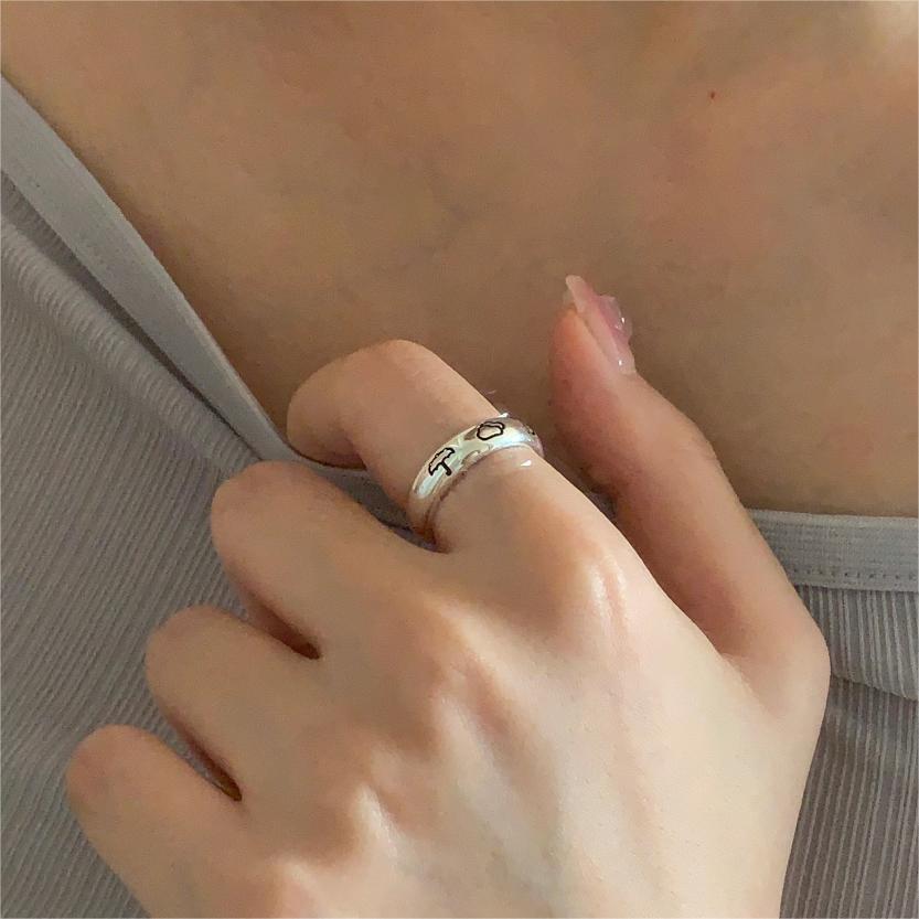 Minimalist Cloud-Shaped 925 Sterling Silver Ring with Geometric Beveled Edges for Women