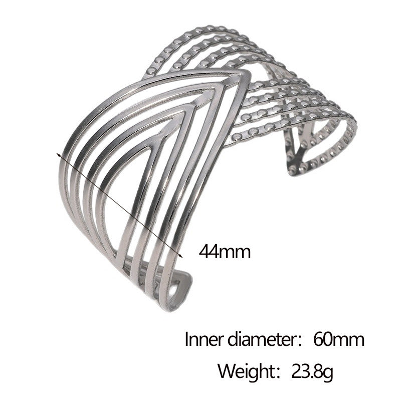 Bracciale Minimalista in Acciaio Inossidabile Placcato Oro 18K con Anello Geometrico Cavo