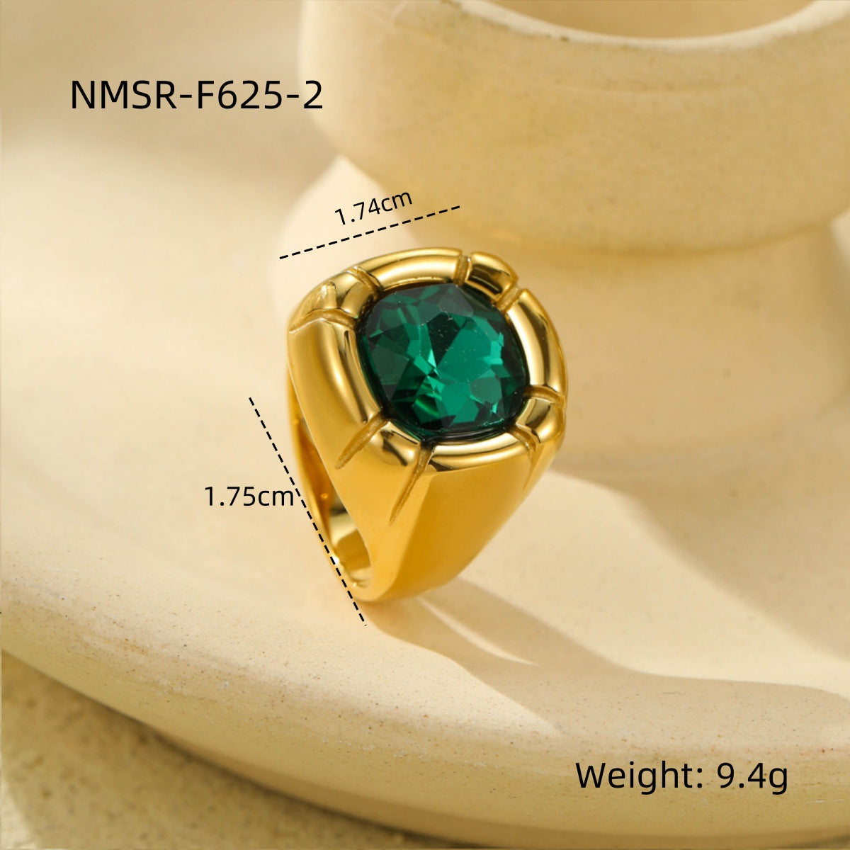 Anello da donna in acciaio al titanio con zirconia quadrata, stile vintage, finitura placcata e design geometrico