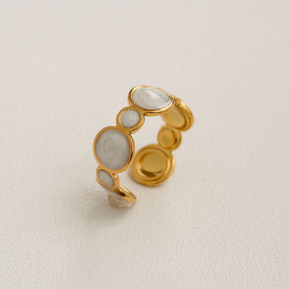 Anello Aperto Geometrico Minimalista per Donna e Uomo in Acciaio Inossidabile Placcato Oro con Motivi Floreali, Albero e Girasole
