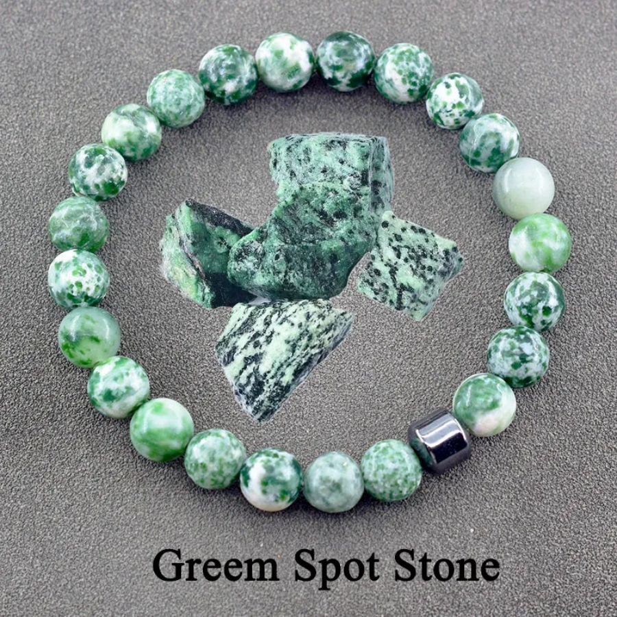 Geometric Agate Beaded Bracelet with Floral Pattern Unisex Natural Stone Jewelry