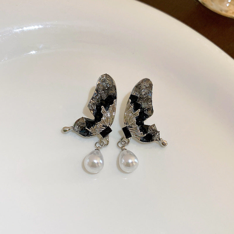 Orecchini a perno chic vintage con perle, fiocco floreale, foglia, diamante, motivi geometrici e animali in acciaio