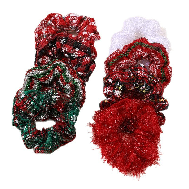 Fermacapelli in tessuto a maglia a forma di personaggio dei cartoni animati per bambini, colore rosso natalizio, con estetica macaron