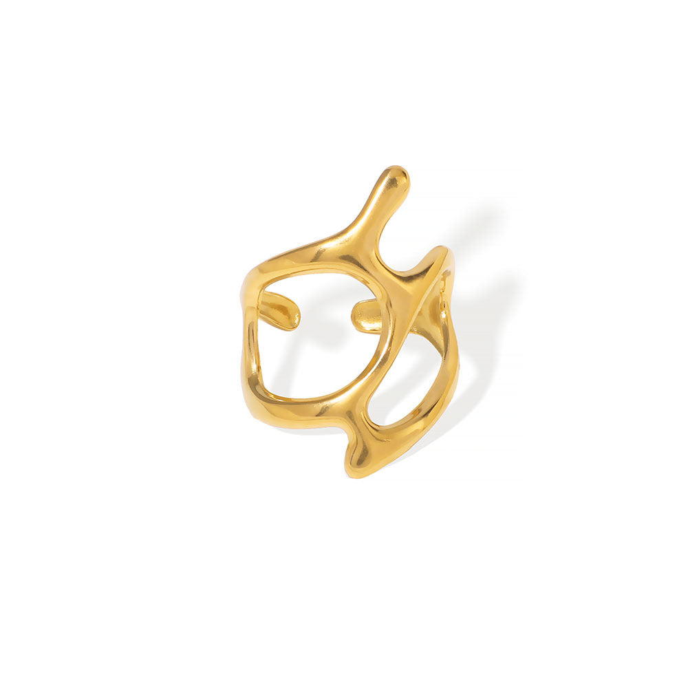 Minimalist Geometric Stainless Steel Adjustable Ring with Plated Finish for Unisex Wear