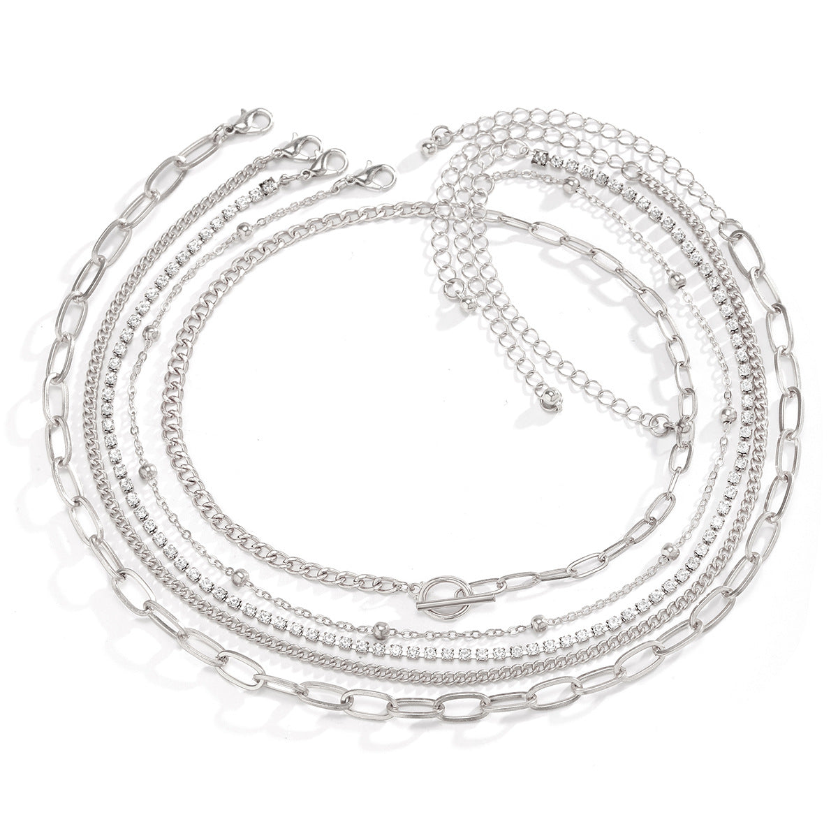 Pulsera de eslabones gruesos con diamantes de imitación, diseño geométrico, estilo punk vintage para mujer