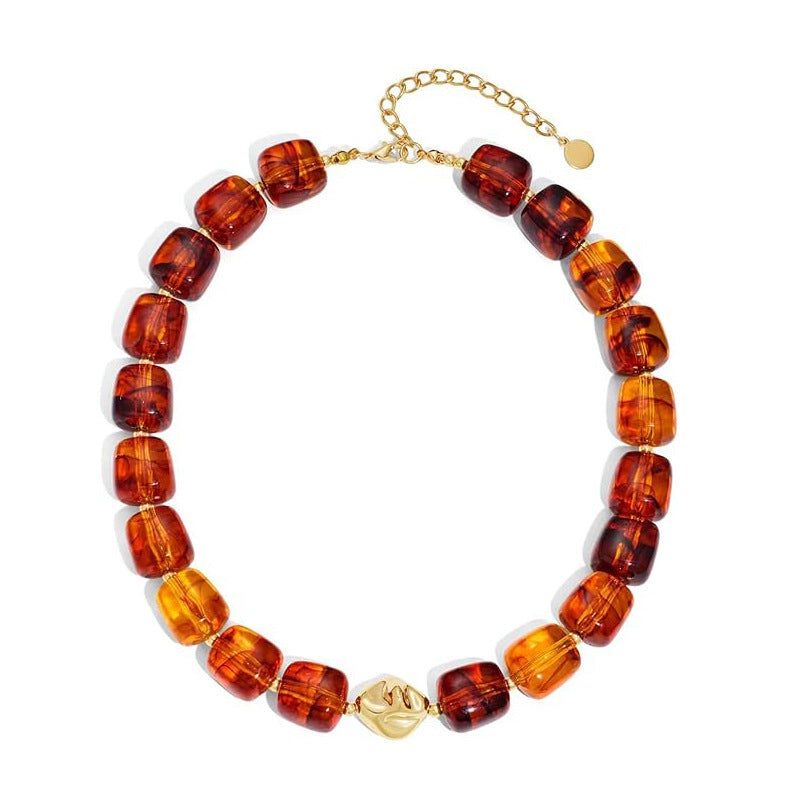 Casual Geometric Resin Polished Necklace for Women