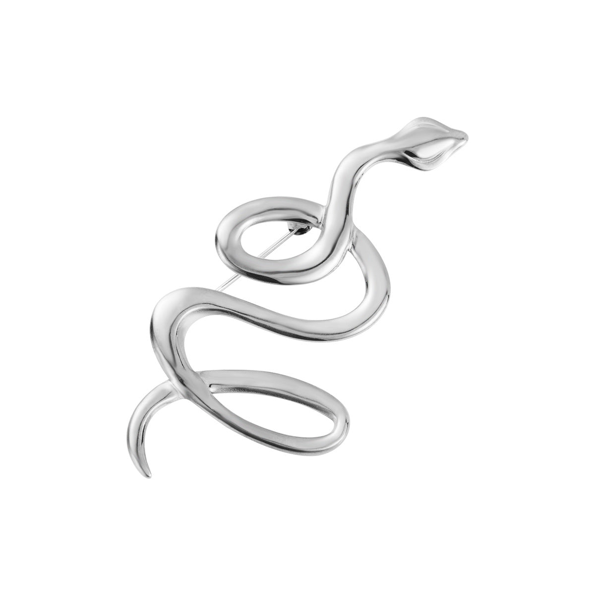 Broche de alfiler unisex con forma de serpiente exagerada de acero inoxidable enchapado en oro de 18 quilates