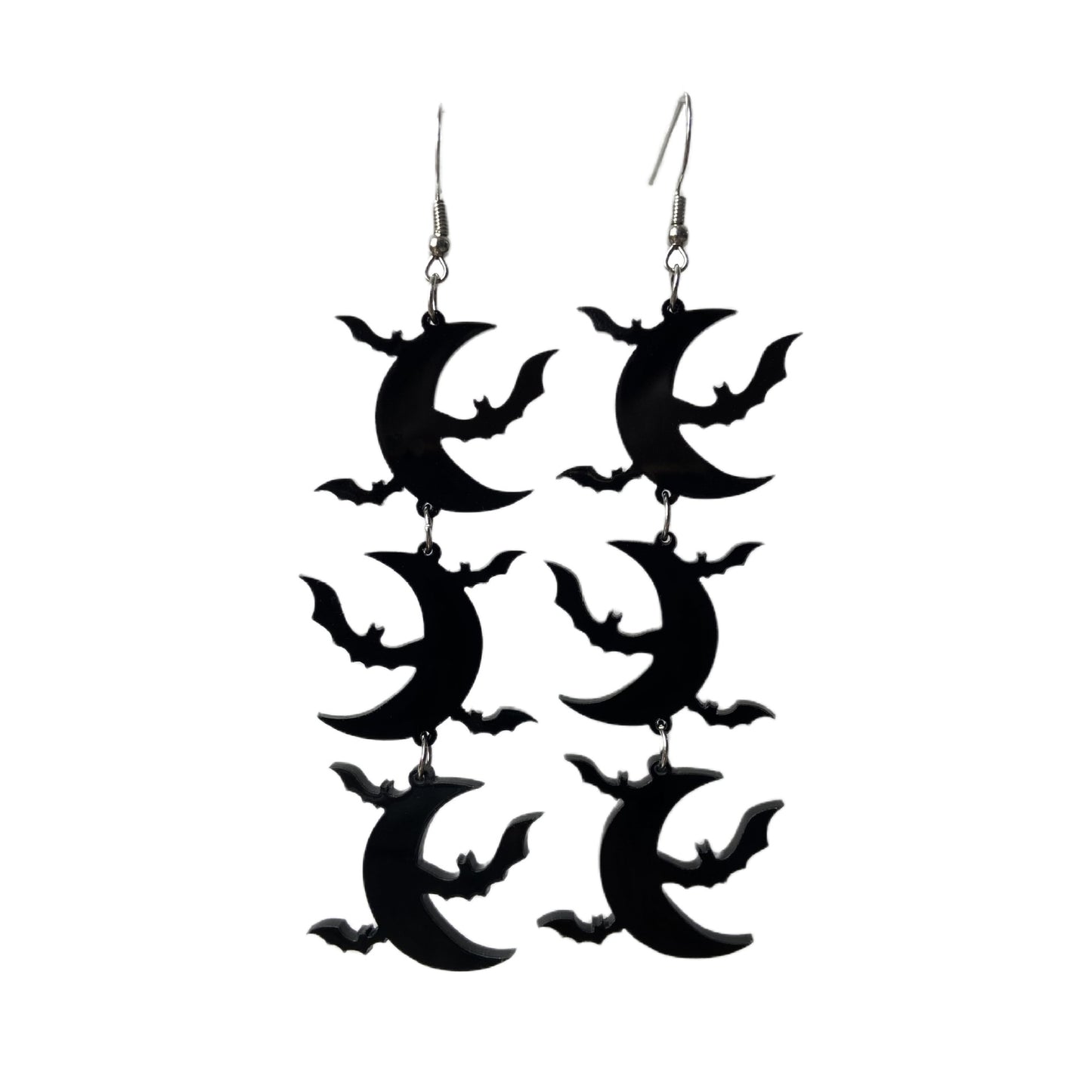 Pendientes góticos de Halloween con diseño de murciélago, telaraña, fantasma y calavera, diseño recortado de acrílico para mujer