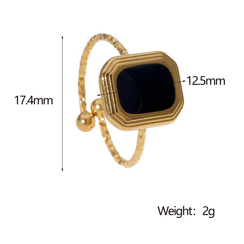Minimalist Square Stainless Steel Ring with Plating Finish for Women Geometric Fashion Accessory