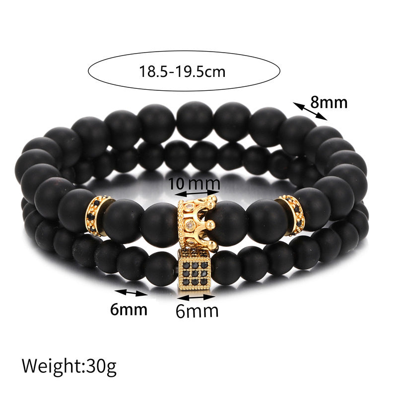 Casual Brass Crown Geometric Bracelet with Micro-set Cubic Zirconia for Unisex