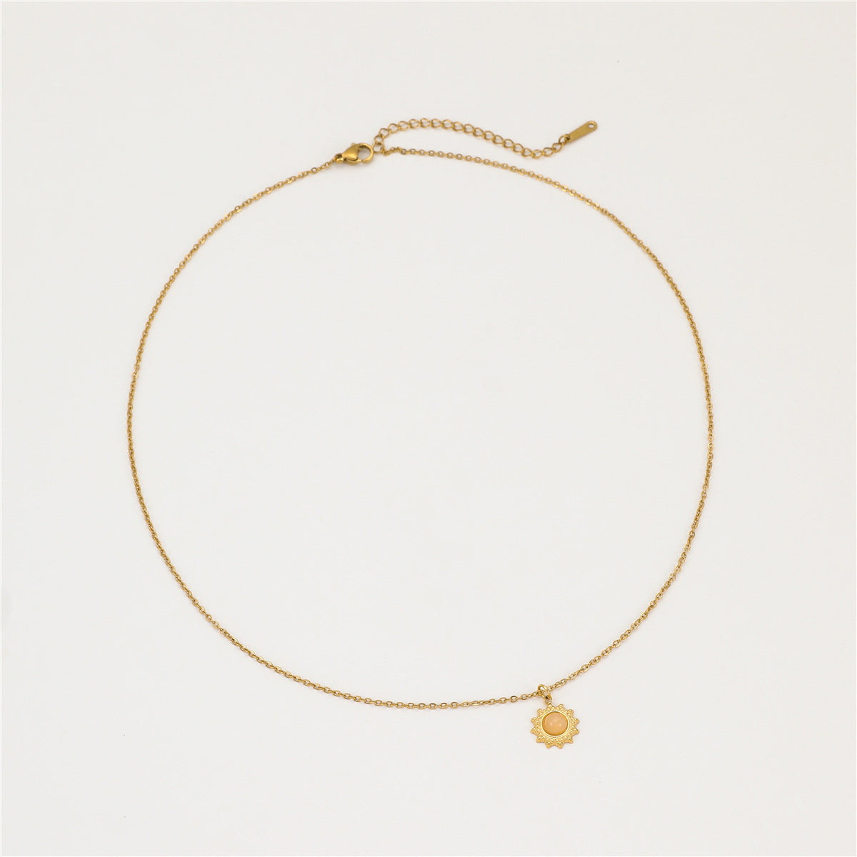 Collana alla Moda da Donna con Ciondolo a Girasole in Pietra Naturale, Acciaio Inossidabile con Finitura Placcata