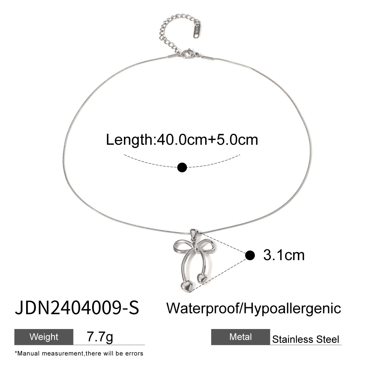 Collana Minimalista da Donna a Fiocco in Acciaio Inossidabile con Finitura Placcata