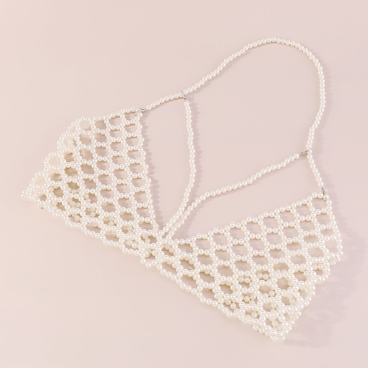 Cadena Corporal de Perlas Geométricas Hecha a Mano para Mujer con Diseño Calado y Detalles de Inspiración Bohemio