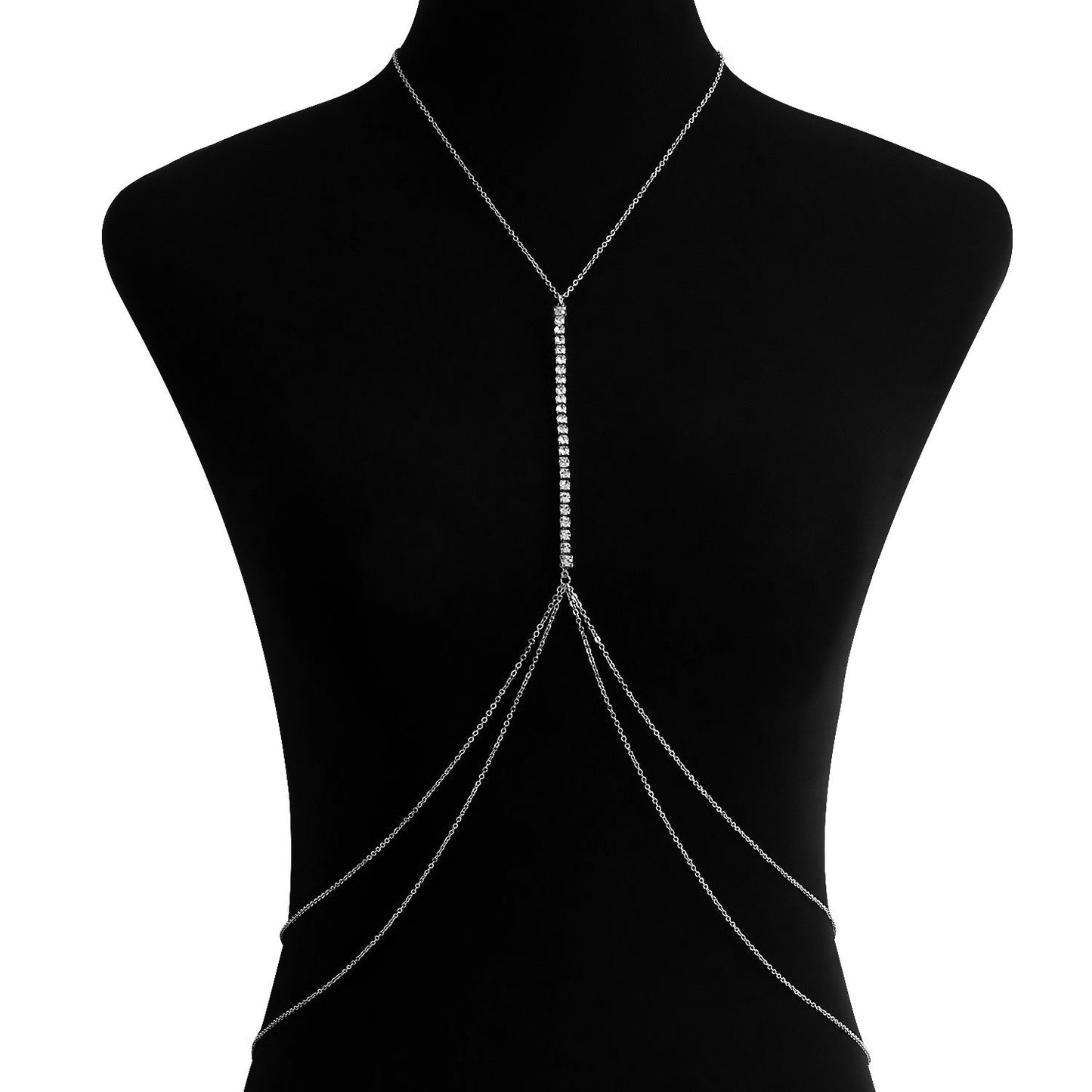 Minimalist Punk Rhinestone Cable Chain Body Chain for Women