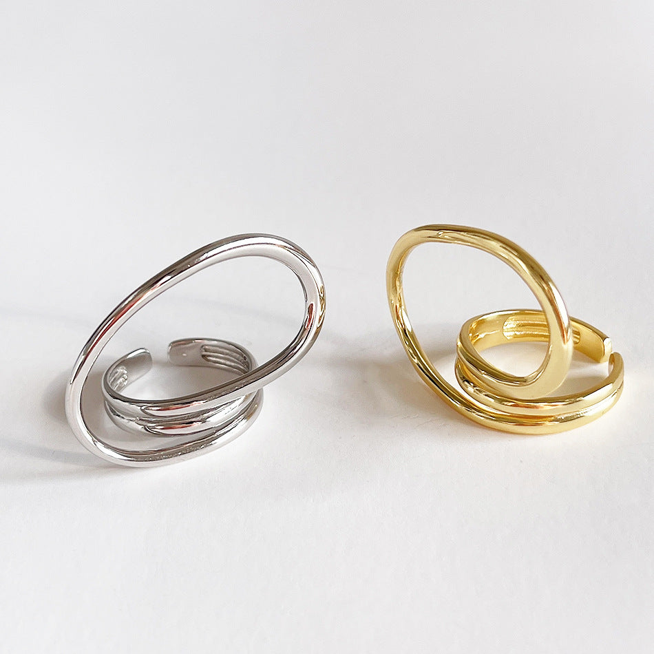 Anello Aperto a Torsione Geometrica in Argento Sterling S925