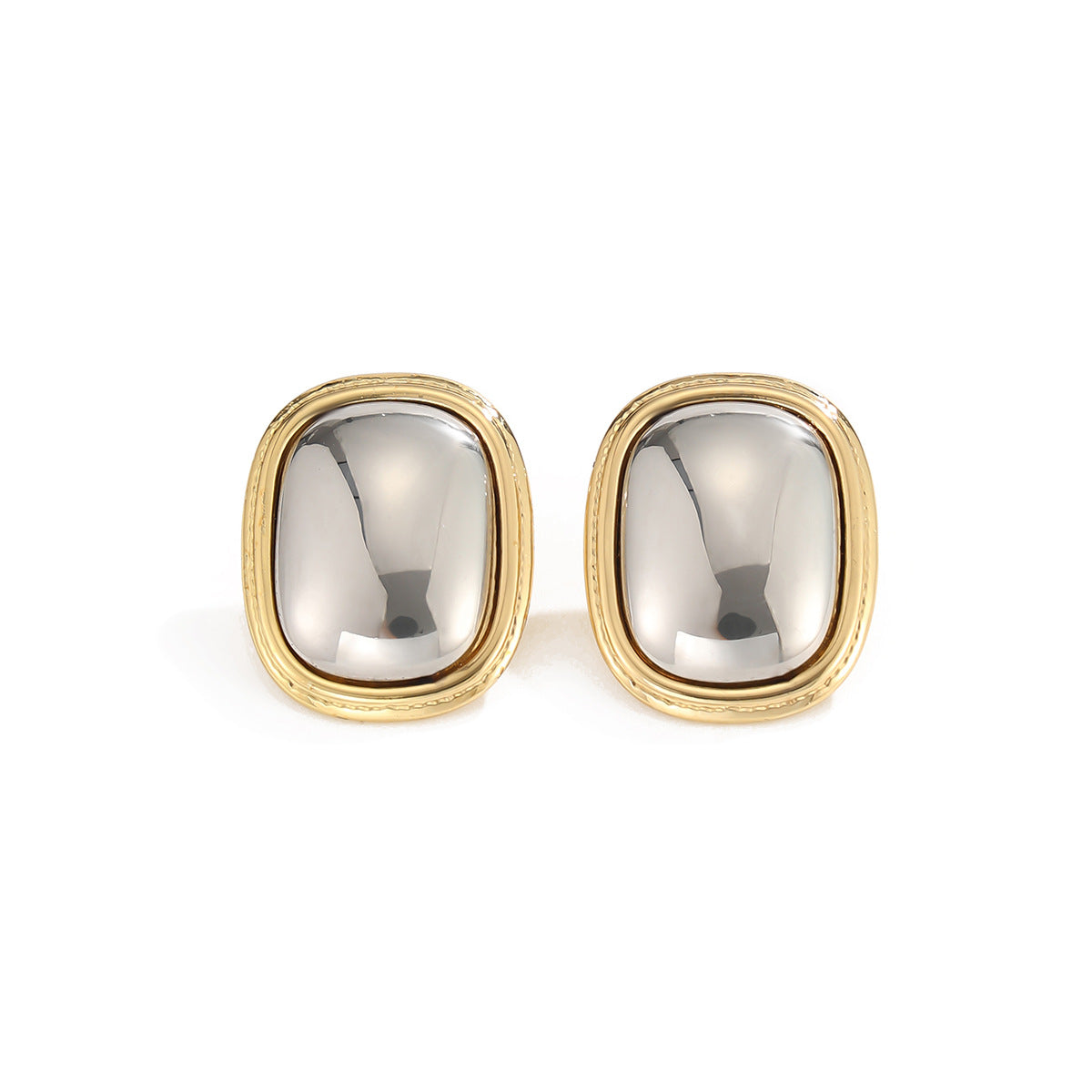 Minimalist Luxury Geometric Oval Stainless Steel Earrings PVD Plated for Women