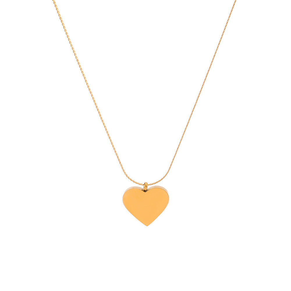 Minimalist Heart-Shaped Titanium Steel Pendant Necklace with 18K Gold Plating on O-Chain for Women
