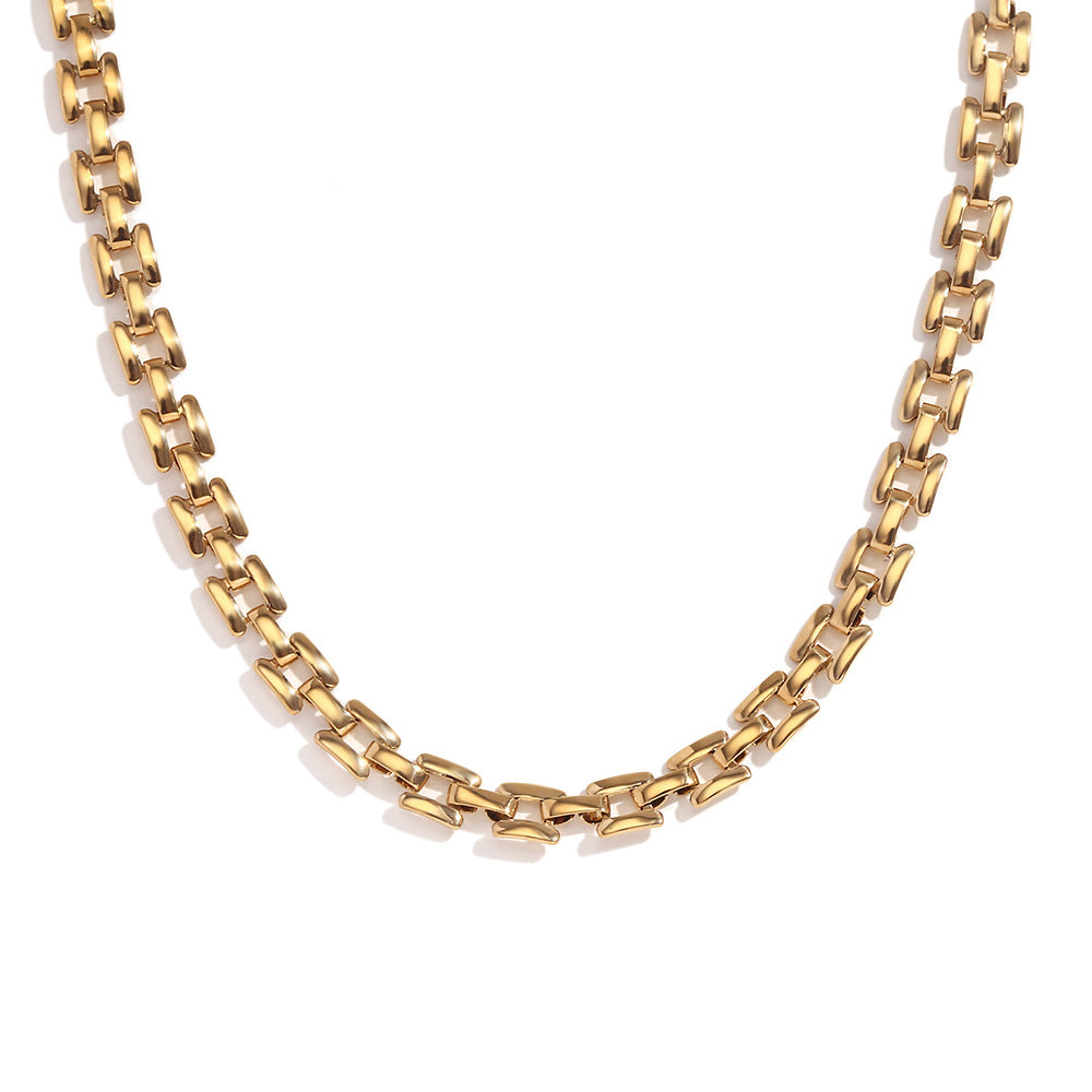 Collana con Ciondolo Quadrato Geometrico Minimalista da Donna in Acciaio Inossidabile Placcato Oro 18K