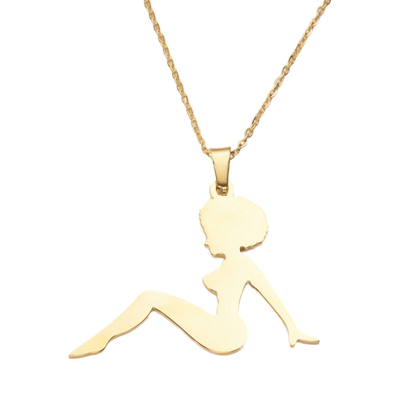 Minimalist Geometric Pendant Necklace for Women in Stainless Steel with Titanium Steel Charm and Plated Finish