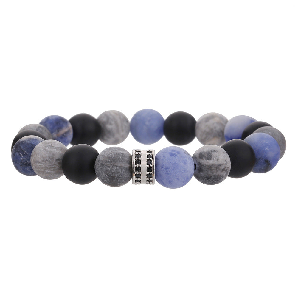 Adjustable Natural Gemstone Beaded Bracelet Unisex Round Geometric Hand Jewelry