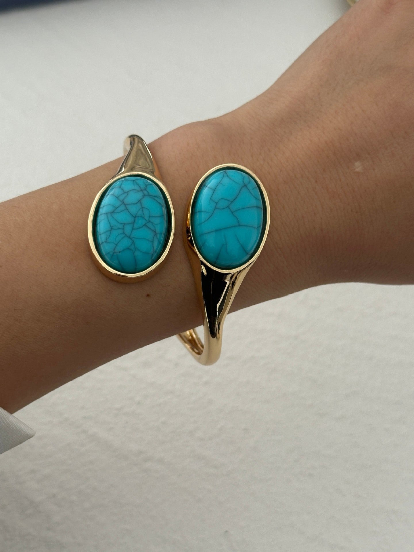 Vintage Minimalist Geometric Resin Gemstone Cuff Bracelet