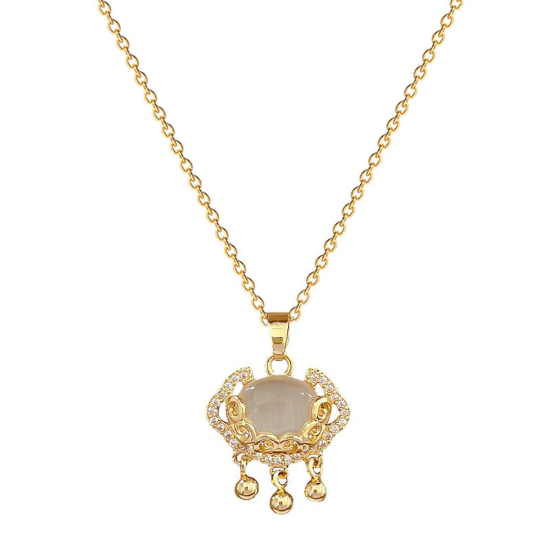 Collana di lusso minimalista in acciaio titanio con lucchetto geometrico della longevità con motivi a nuvola e ruyi