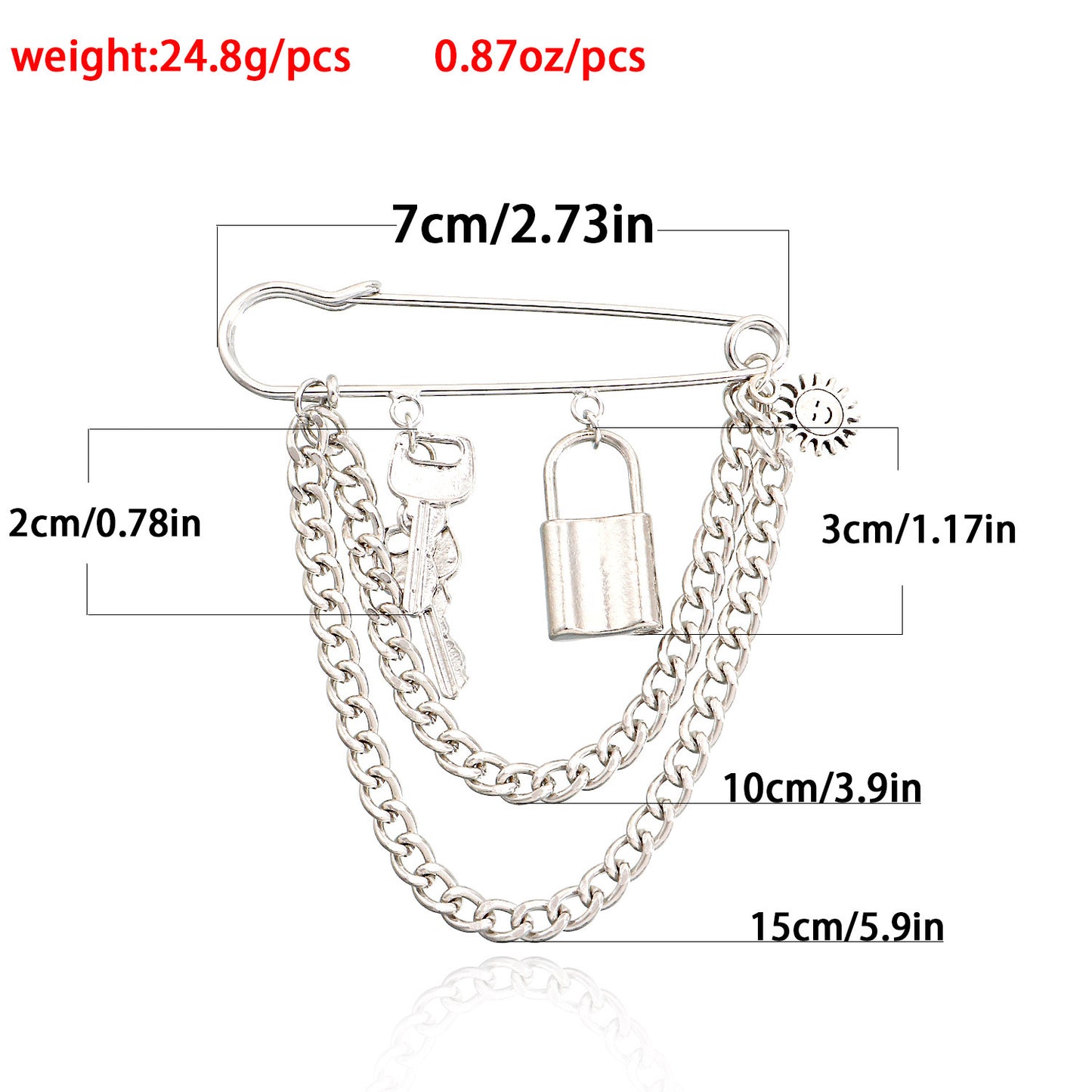 Punk Style Geometric Alloy Brooch with Plated Finish for Women