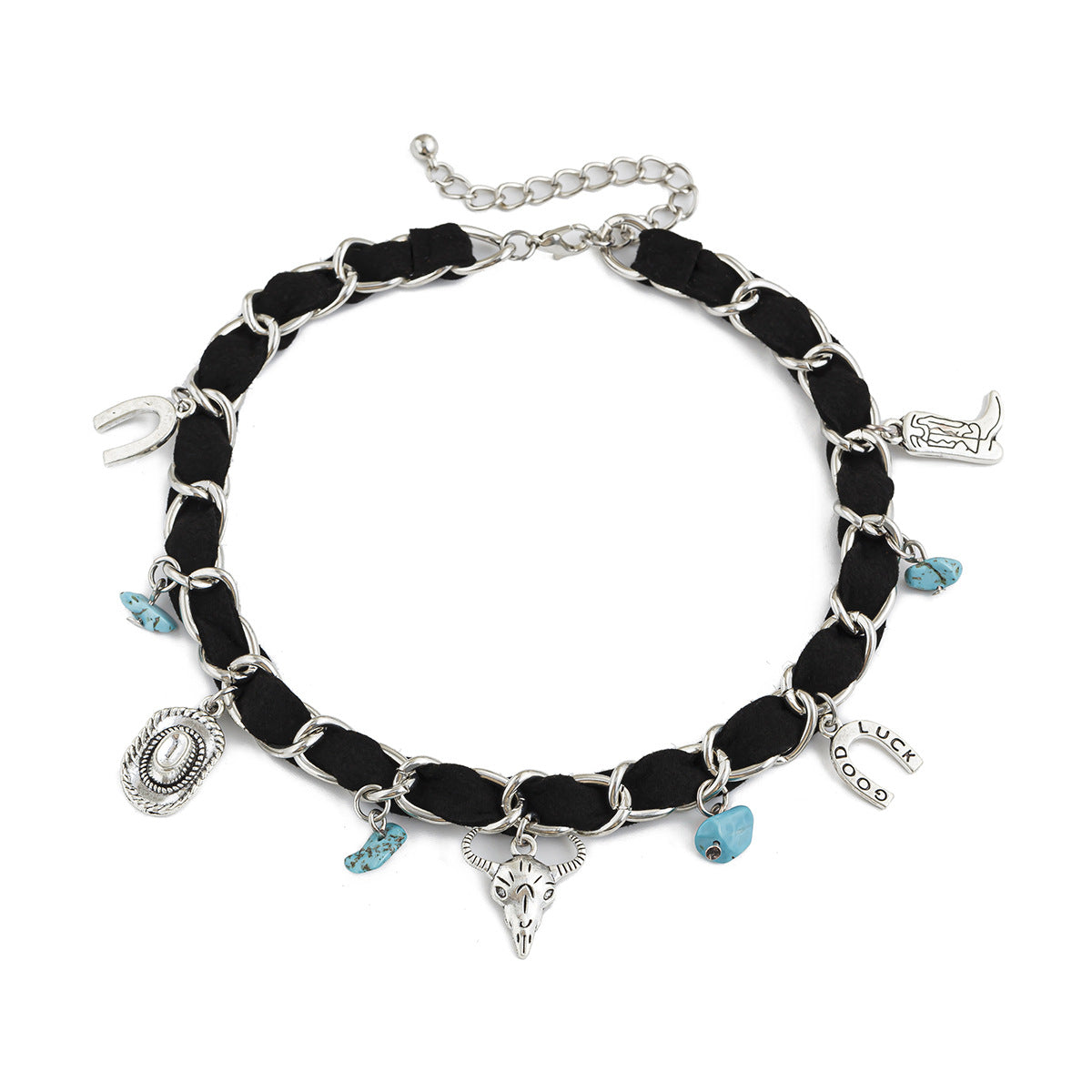 Collana pendente con toro bohémien vintage in lega placcata per donna