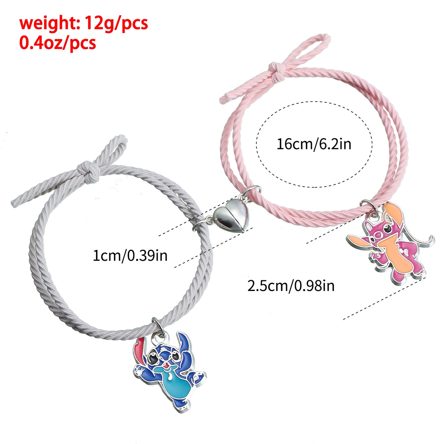 Pulsera con dije de conejo de dibujos animados para mujeres y hombres con cierre magnético, diseño geométrico, acabado galvanizado