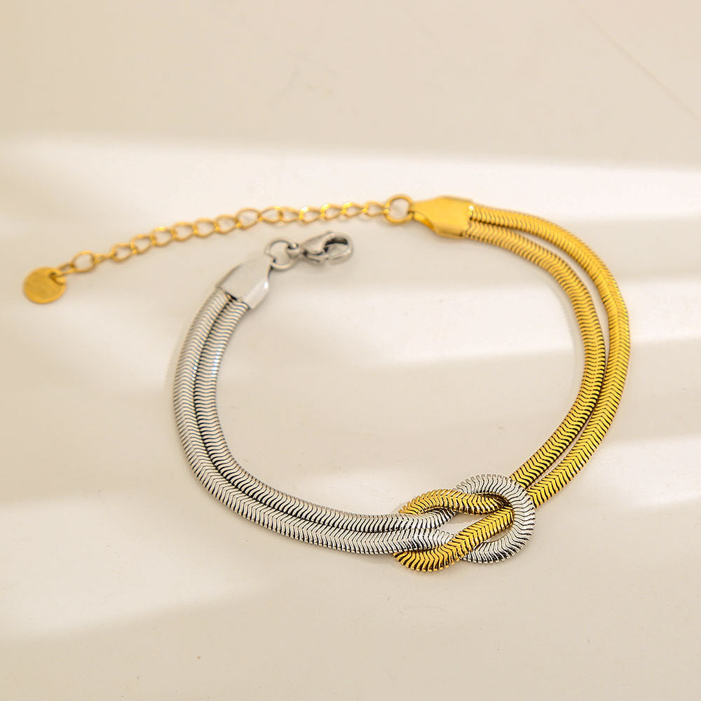 Geometric Knot Bracelet for Women and Men Stainless Steel Snake Chain Locket Necklace with Gold Plating Color-Protected Handmade Jewelry