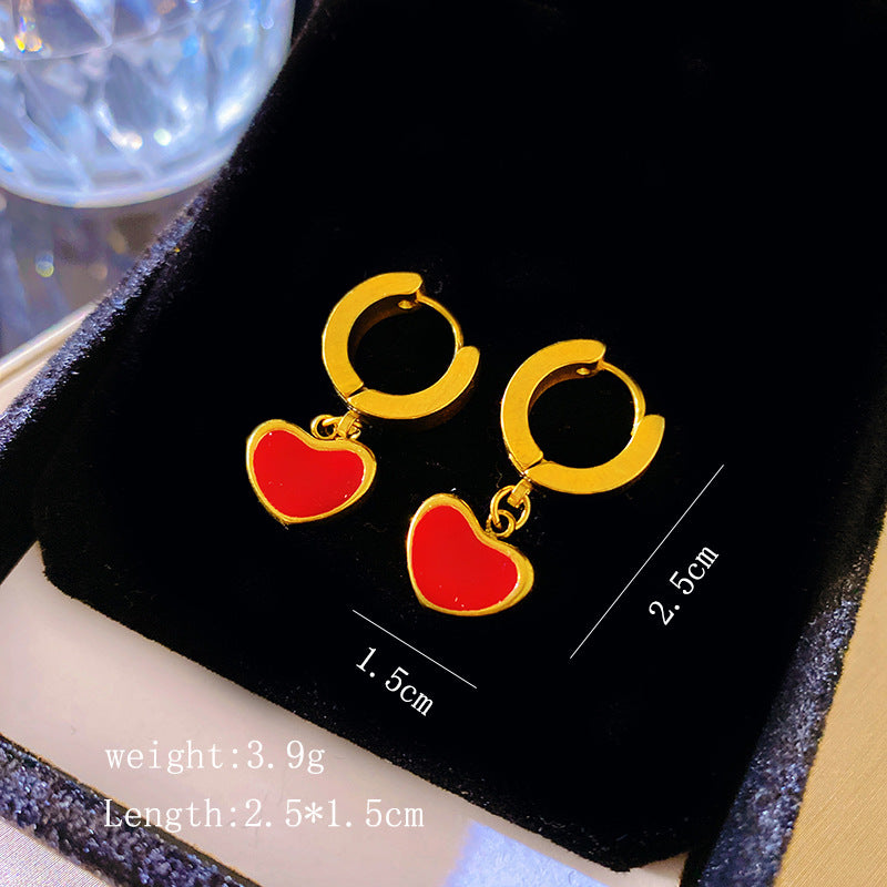 Elegant Heart Drip Oil Plated Titanium Steel Necklace Unisex