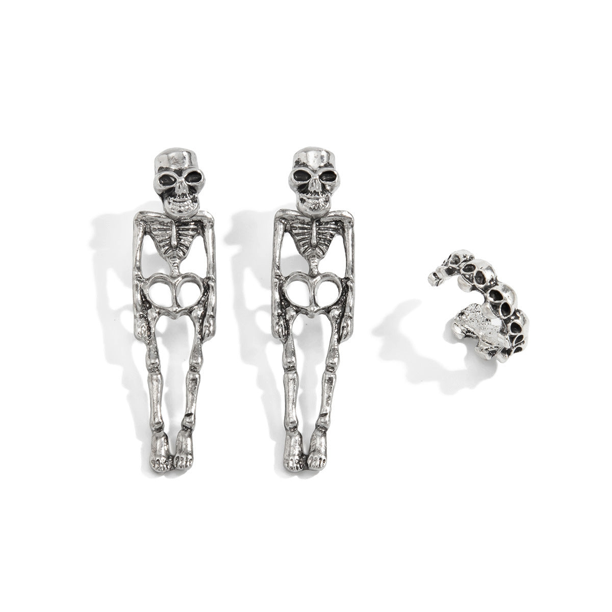 Gothic Alloy Plated Geometric Animal Skull Cross Spider Earrings for Women