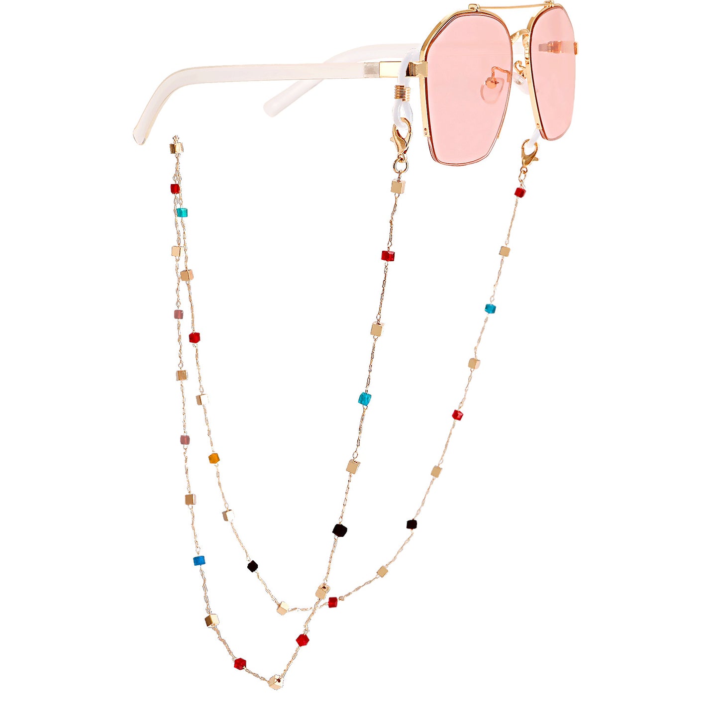 Crystal Inlay Alloy Mask and Glasses Chain