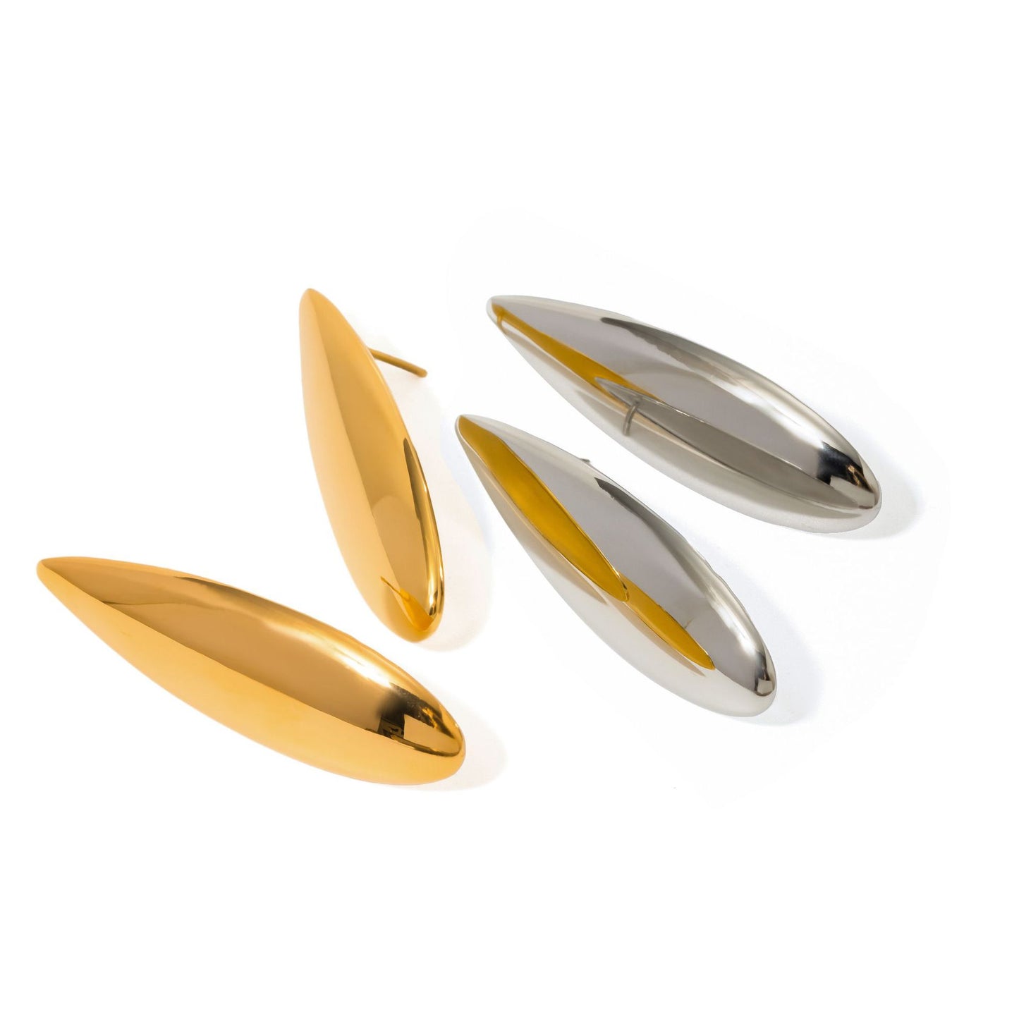 Minimalist 18K Gold Plated Teardrop Stainless Steel Earrings