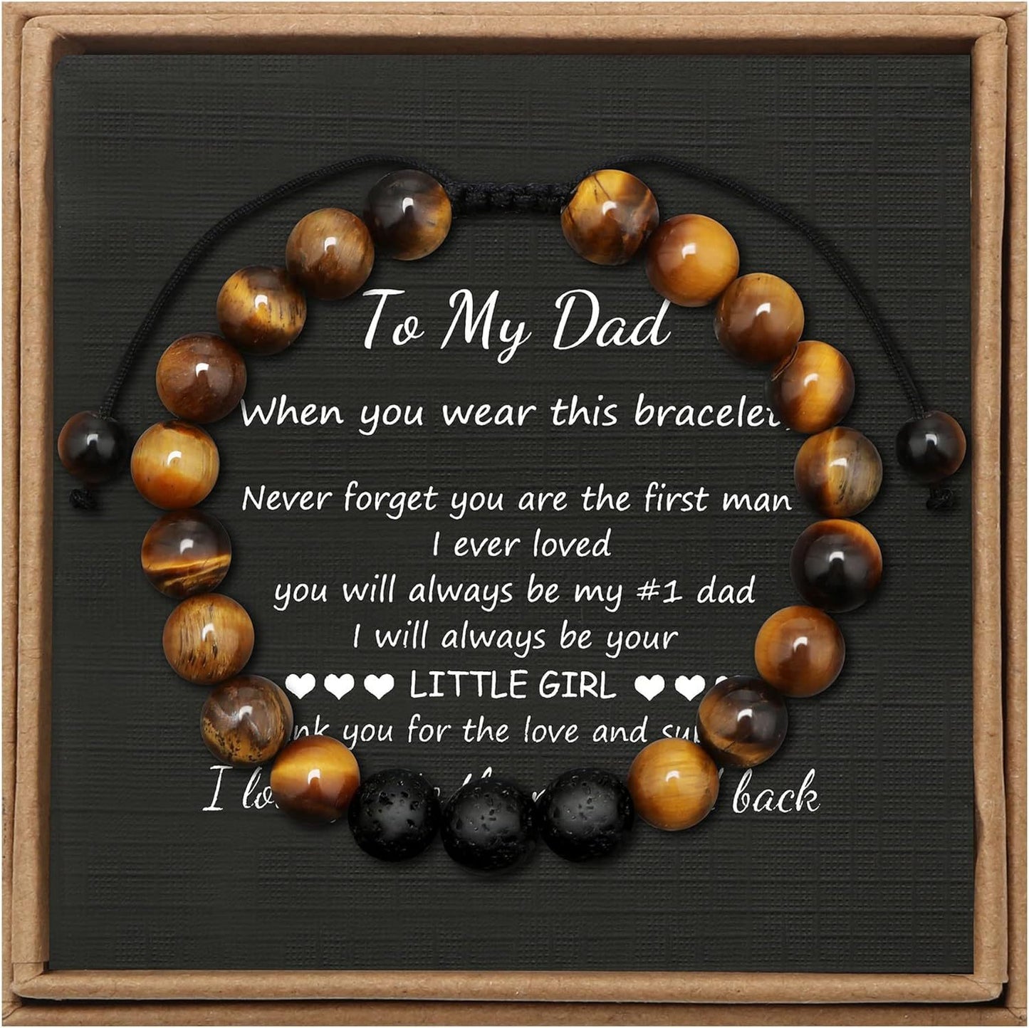Men's Geometric Tiger's Eye Beaded Bracelet Adjustable Double Layer Handmade Gift