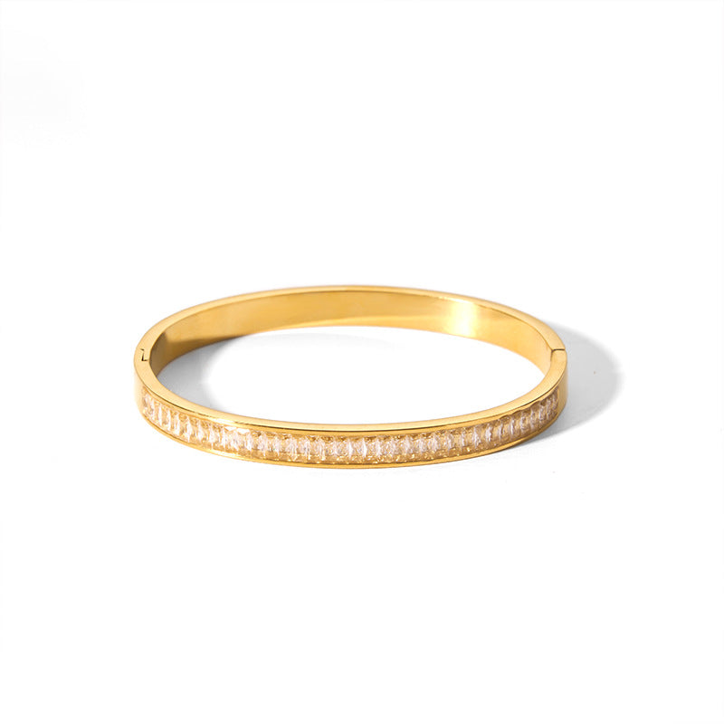 Bracciale minimalist in acciaio inossidabile con geometria e placcatura in oro 18K da donna