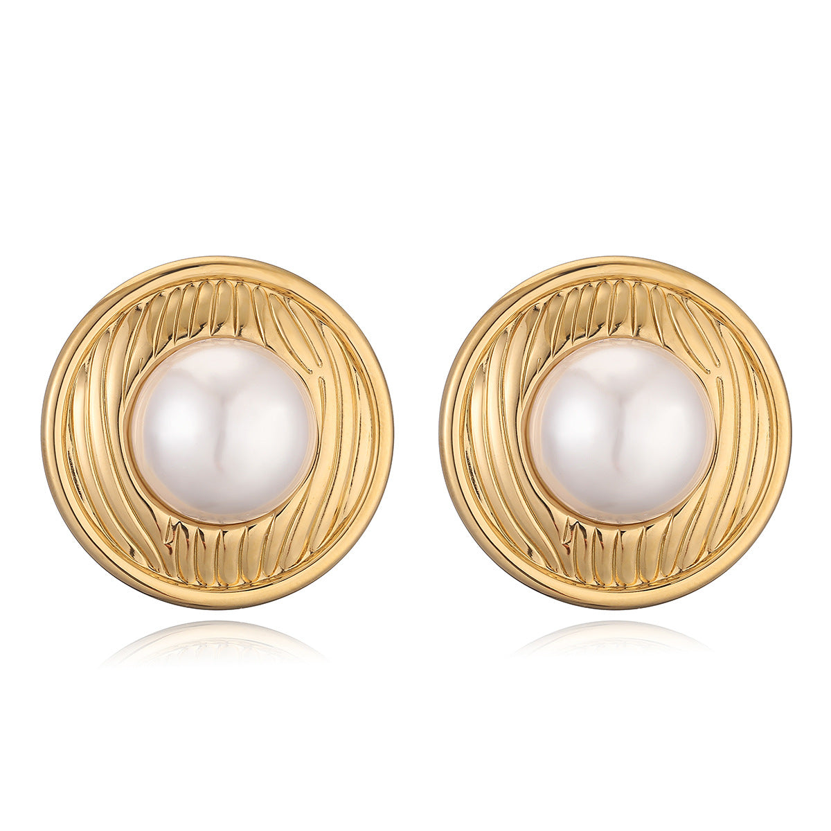 Vintage Geometric Stainless Steel Earrings with 18K Gold Plating for Women