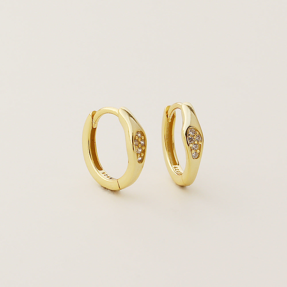 Pendientes trepadores geométricos minimalistas de plata de ley 925 con incrustaciones de diamantes de imitación para mujer