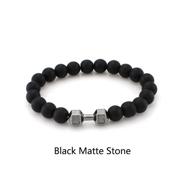Geometric Round Volcanic Stone Hematite Beaded Bracelet Handmade Unisex Jewelry