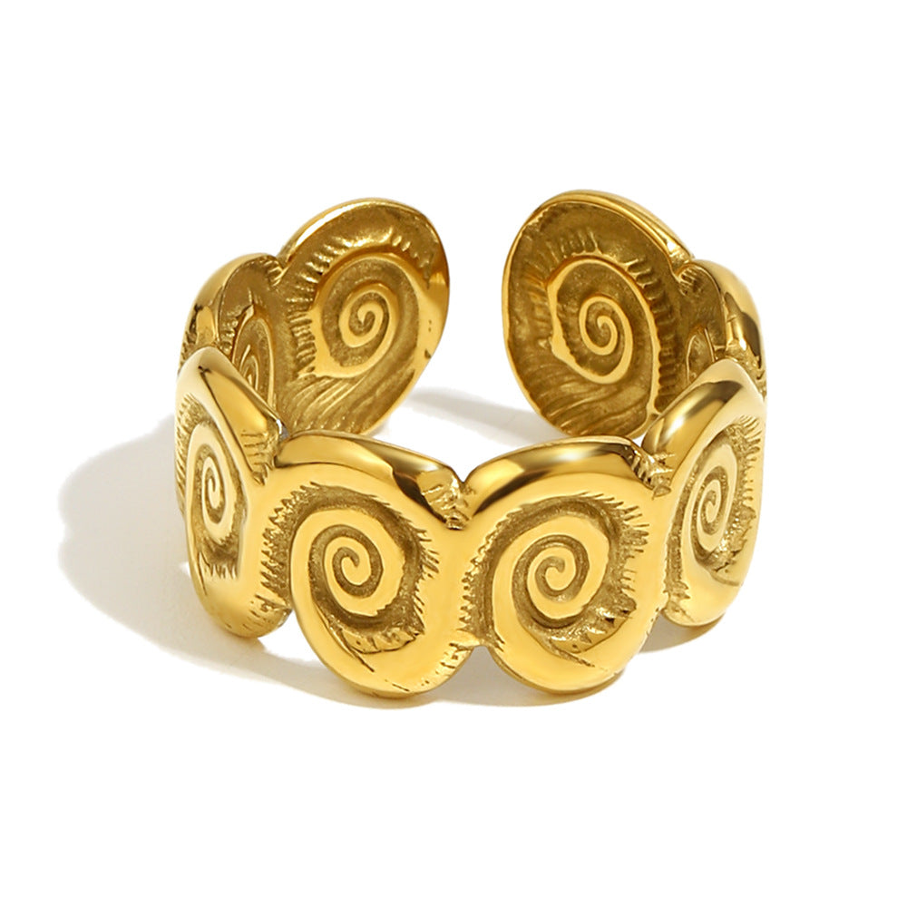 Anello geometrico minimalista da donna in acciaio inossidabile placcato oro 18 carati