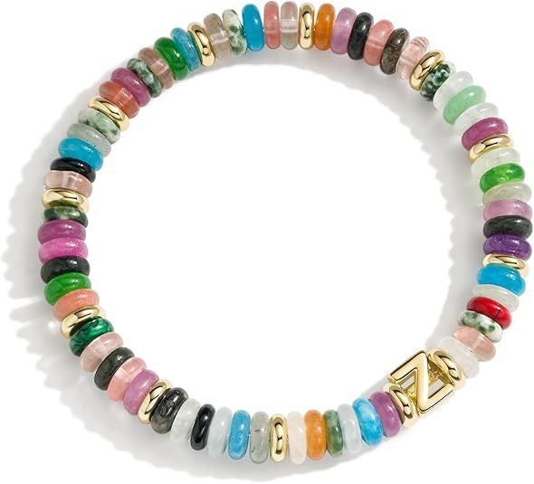 Bohemian Sweet Natural Gemstone Letter Beaded Bracelet for Women