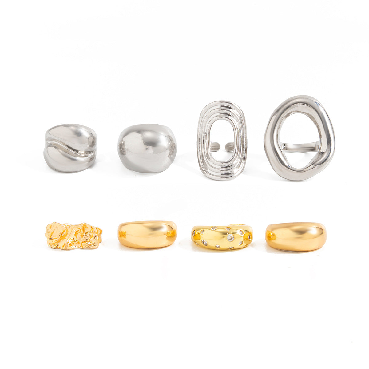 Minimalist Geometric Oval Zinc Alloy Plated Ring for Women
