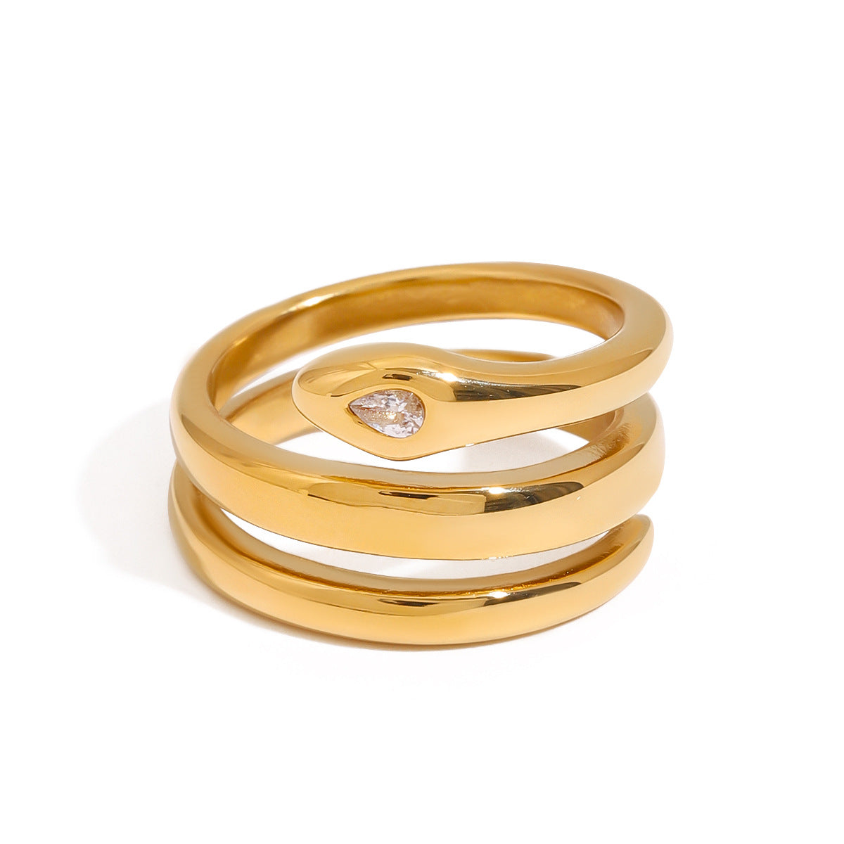 Anello Serpente Geometrico in Acciaio al Titanio con Finitura Galvanica per Donna Gioielli Minimalisti di Tendenza