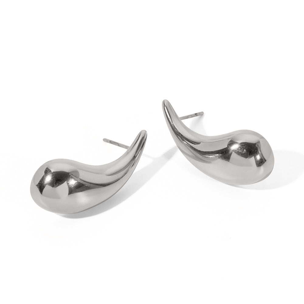 Minimalist Geometric Teardrop Stainless Steel Earrings with Plating for Women