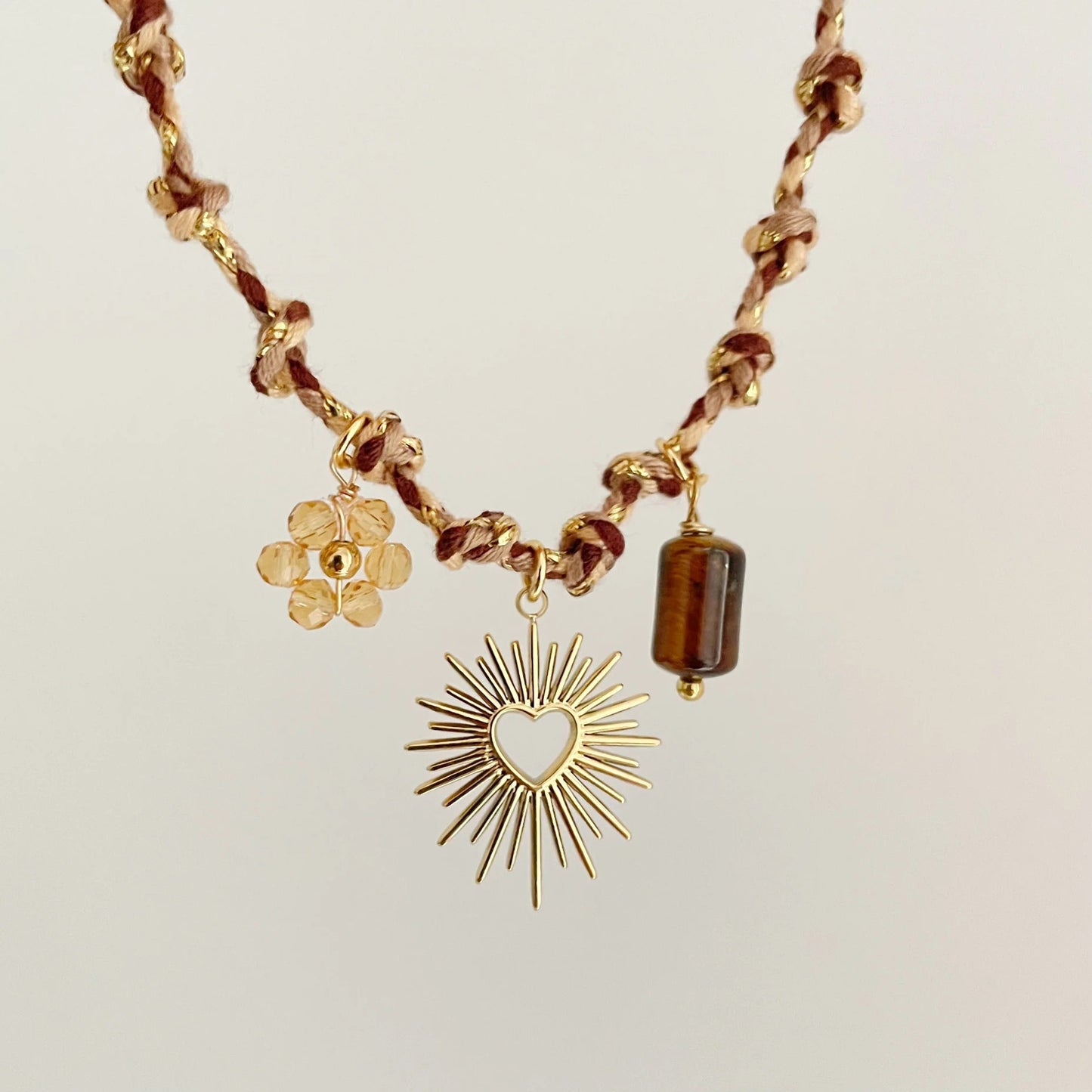 Dopamine Colorful Cord Necklace with Geometric Ocean-Themed Pendant in Plated Copper for Unisex Wear