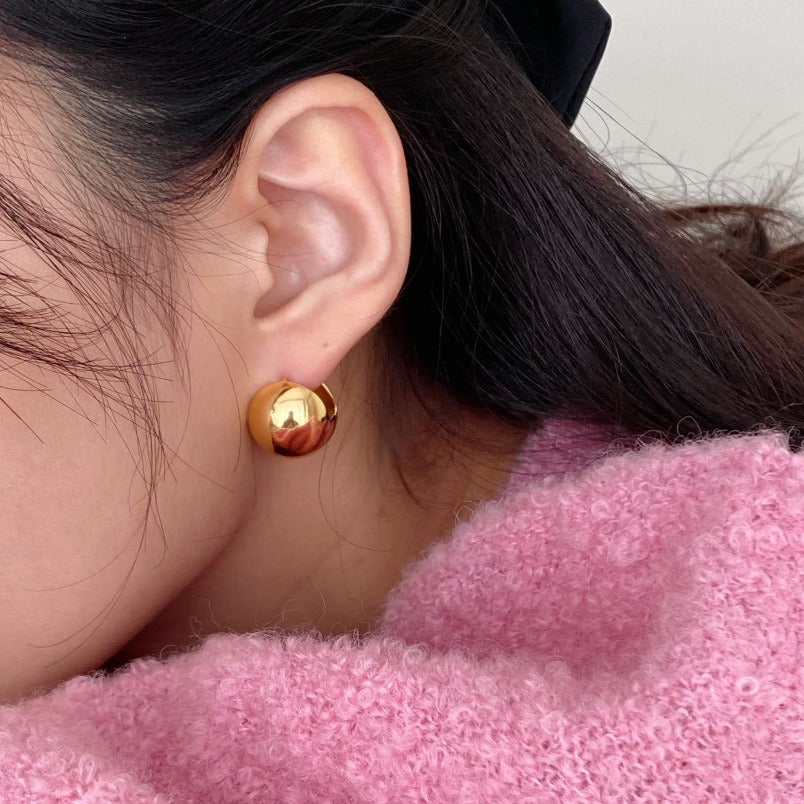 Aretes Minimalistas Vintage Geométricos Redondos de Plata Esterlina 925 Bañados en Oro para Mujer