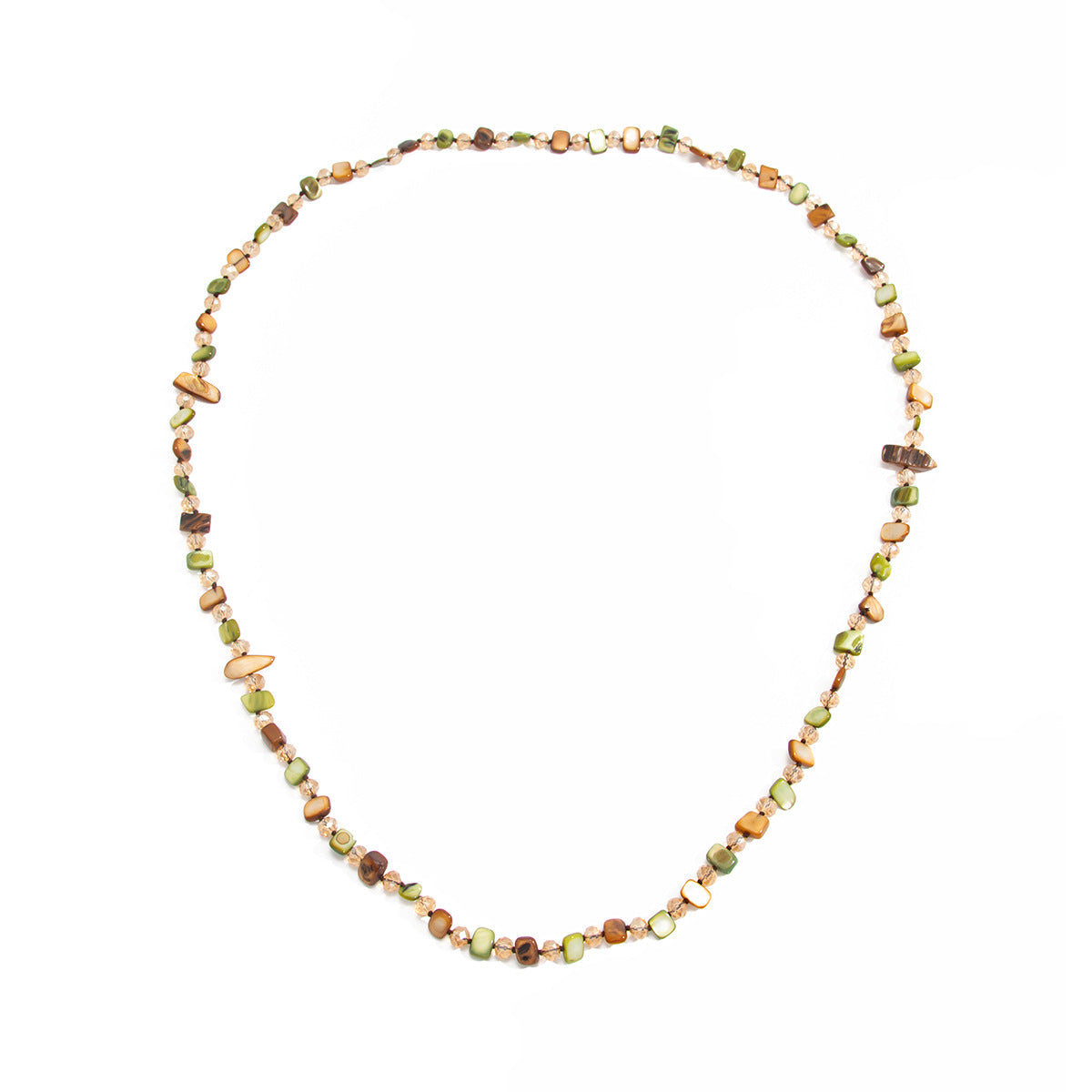 Bohemian Vintage Geometric Crystal Shell Beaded Layered Necklace for Women